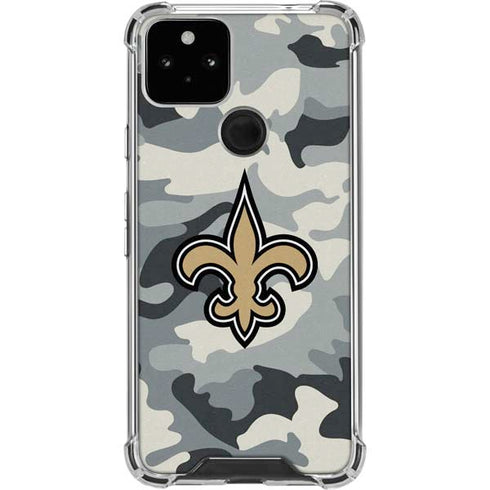 NFL New Orleans Saints Camo Google Pixel 5 Clear Case